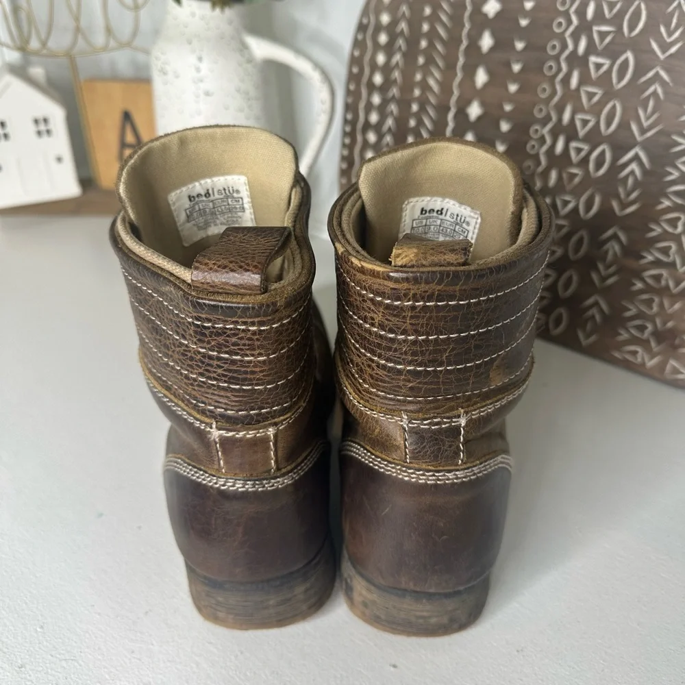 Bed|Stu Men's Distressed Leather Lace-Up Boots Size 10 - Picture 5 of 9